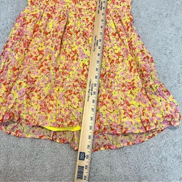 Banjanan Womens Mini Dress size S Revolve Orange Yellow Floral Babydoll Cotton - Picture 12 of 12
